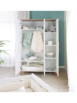 roba Babymöbel<Kleiderschrank Ole 3-türig weiß mit Softclose, 6 Böden