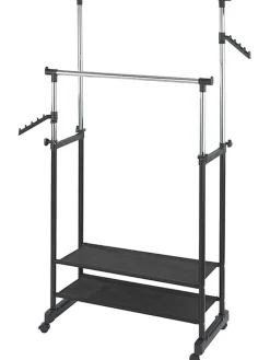Wenko Garderoben<Kleiderstange "All In" in Schwarz/ Chrom - (B)89,5 x (H)169 x (T)43 cm