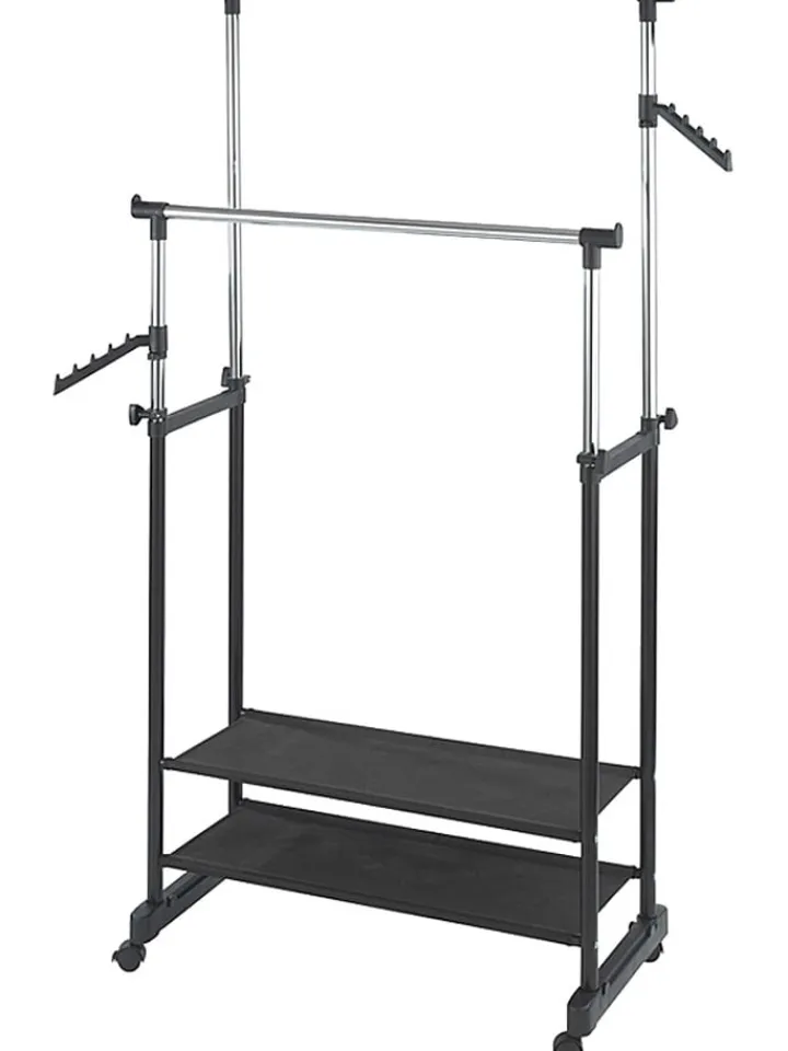 Wenko Garderoben<Kleiderstange "All In" in Schwarz/ Chrom - (B)89,5 x (H)169 x (T)43 cm