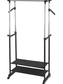 Wenko Garderoben<Kleiderstange "All In" in Schwarz/ Chrom - (B)89,5 x (H)169 x (T)43 cm