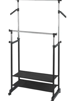 Wenko Garderoben<Kleiderstange "All In" in Schwarz/ Chrom - (B)89,5 x (H)169 x (T)43 cm