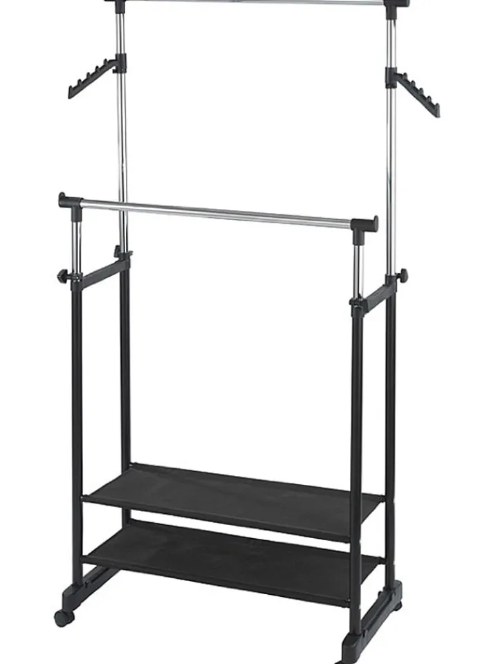 Wenko Garderoben<Kleiderstange "All In" in Schwarz/ Chrom - (B)89,5 x (H)169 x (T)43 cm