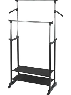 Wenko Garderoben<Kleiderstange "All In" in Schwarz/ Chrom - (B)89,5 x (H)169 x (T)43 cm