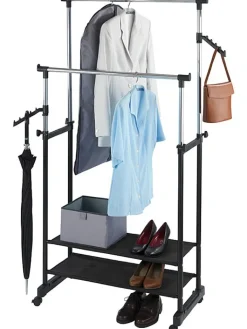 Wenko Garderoben<Kleiderstange "All In" in Schwarz/ Chrom - (B)89,5 x (H)169 x (T)43 cm