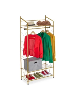 relaxdays Garderoben<Kleiderständer in Gold - (B)78 x (H)161 x (T)36 cm