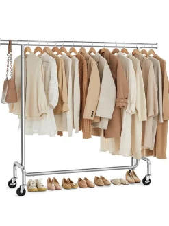 Songmics Regale & Schränke|Garderoben<Kleiderständer in Silber - (B)111,4 x (H)162,9 x (T)45 cm
