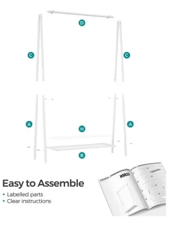 SONGMICS Garderoben|Regale & Schränke<Kleiderständer in Weiß - (B)33,5 x (H)153 x (T)92,5 cm