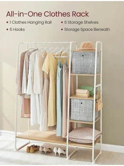 Songmics Garderoben|Regale & Schränke<Kleiderständer in Weiß/ Beige - (B)120 x (H)160 x (T)45 cm
