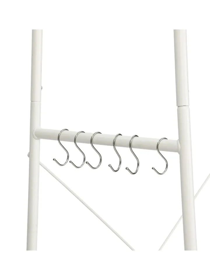 relaxdays Garderoben<Kleiderständer in Weiß/ Natur - (B)120 x (H)160 x (T)45 cm