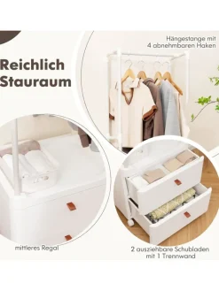 COSTWAY Garderoben|Regale & Schränke<Kleiderständer mit 2 Schubladen 52 x 40 x 161 cm in Weiß
