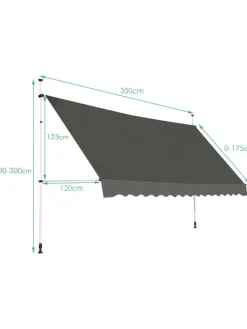 COSTWAY Gartenmöbel<Klemmmarkise 350 cm in Grau