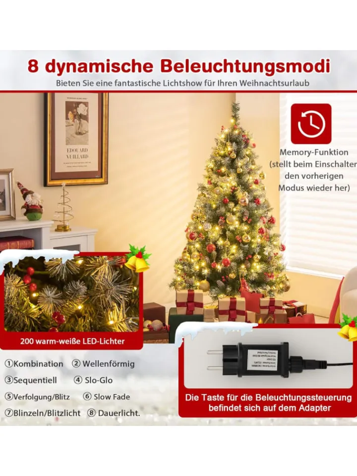 COSTWAY Künstliche Weihnachtsbäume<Künstlicher Weihnachtsbaum LED in Grün