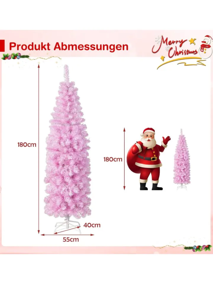 COSTWAY Künstliche Weihnachtsbäume<Künstlicher Weihnachtsbaum LED in Rosa