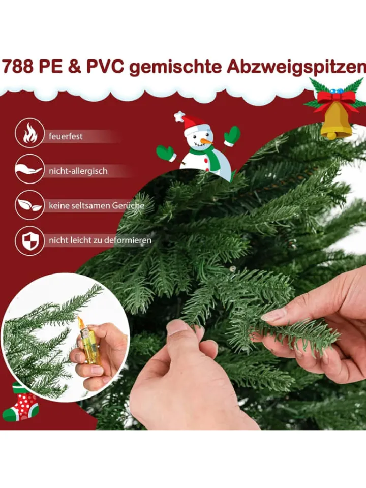 COSTWAY Künstliche Weihnachtsbäume<Künstlicher Weihnachtsbaum LED in Grün