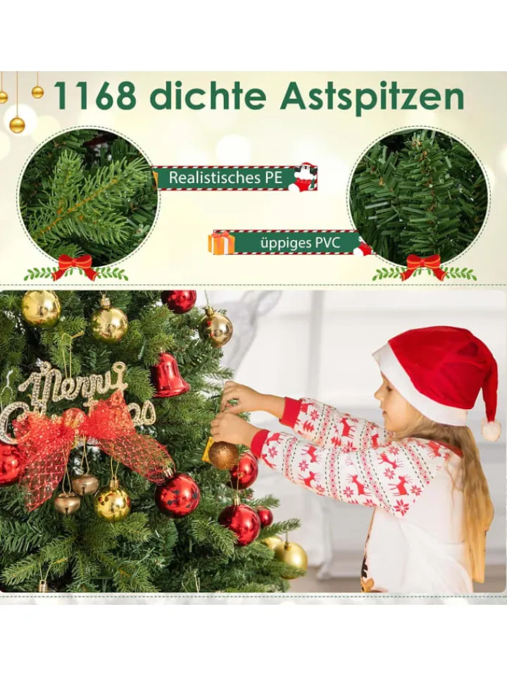 COSTWAY Künstliche Weihnachtsbäume<Künstlicher Weihnachtsbaum LED in Grün