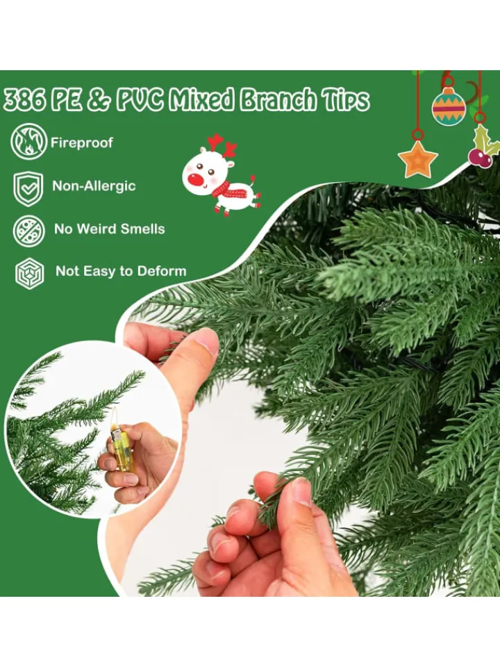 COSTWAY Künstliche Weihnachtsbäume<Künstlicher Weihnachtsbaum LED in Grün
