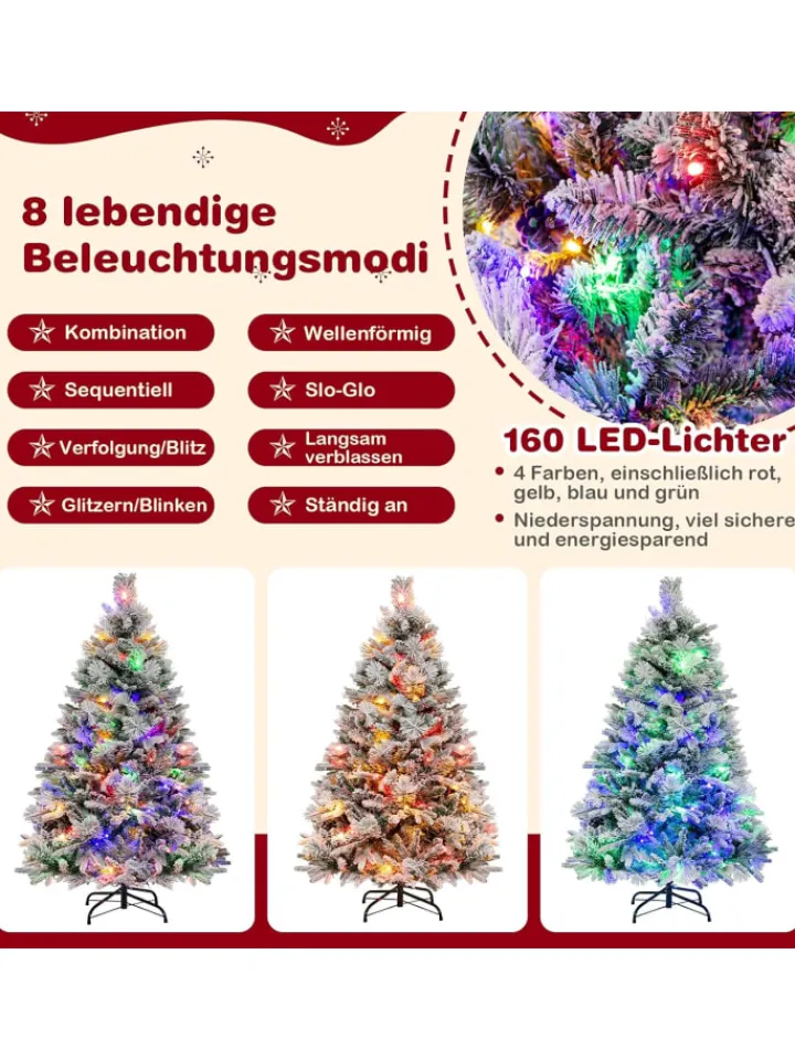 COSTWAY Künstliche Weihnachtsbäume<Künstlicher Weihnachtsbaum Beleuchtet in Grün