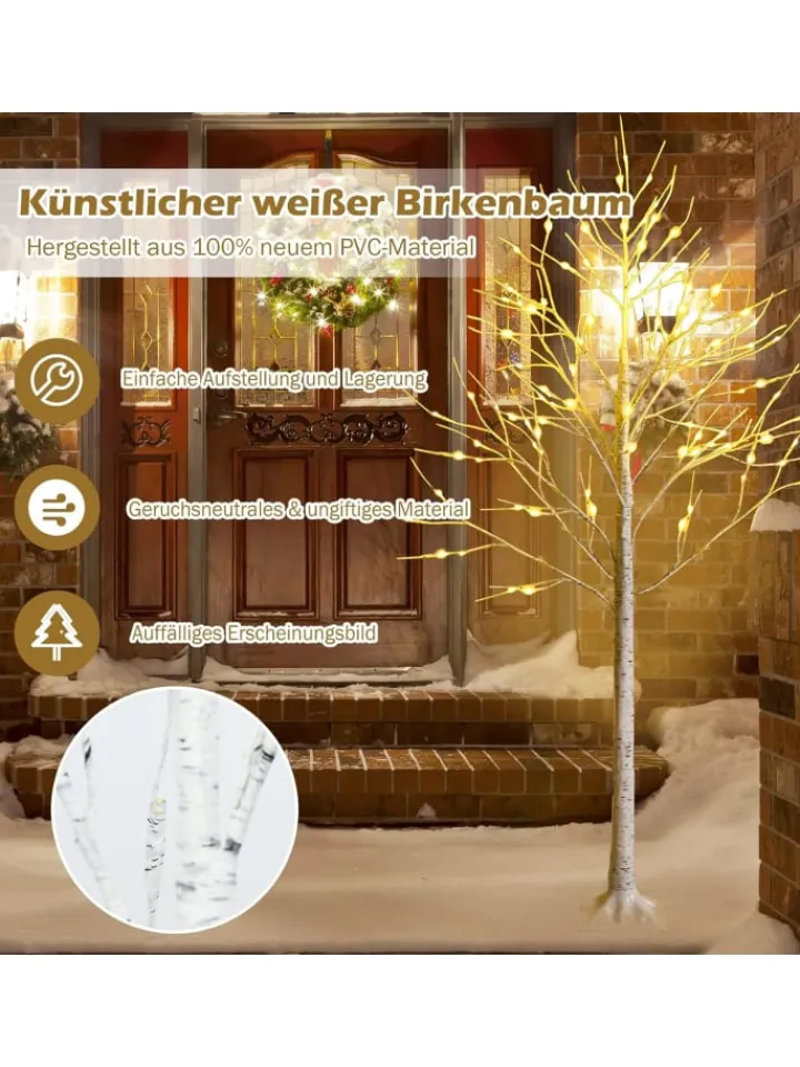 COSTWAY Künstliche Weihnachtsbäume<Künstlicher Weihnachtsbaum LED in Weiß