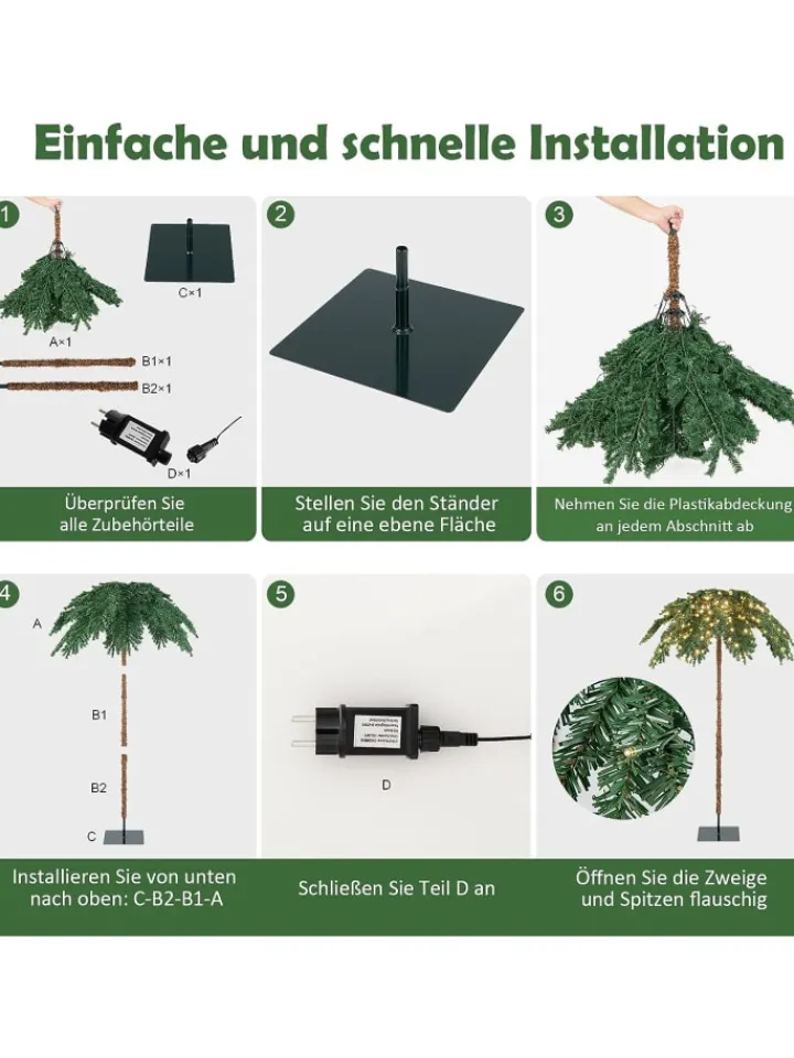 COSTWAY Künstliche Weihnachtsbäume<Künstlicher Weihnachtsbaum LED in Grün