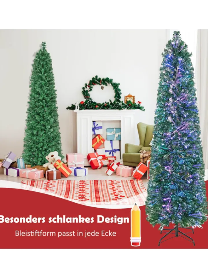 COSTWAY Künstliche Weihnachtsbäume<Künstlicher Weihnachtsbaum Glasfaseroptik in Grün