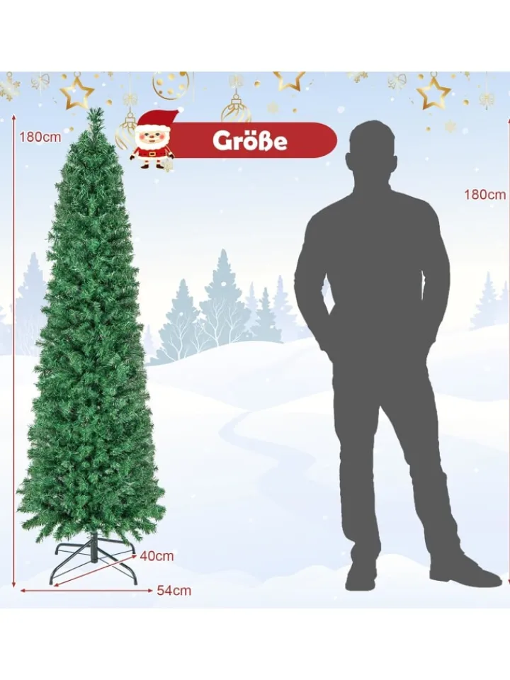 COSTWAY Künstliche Weihnachtsbäume<Künstlicher Weihnachtsbaum Glasfaseroptik in Grün