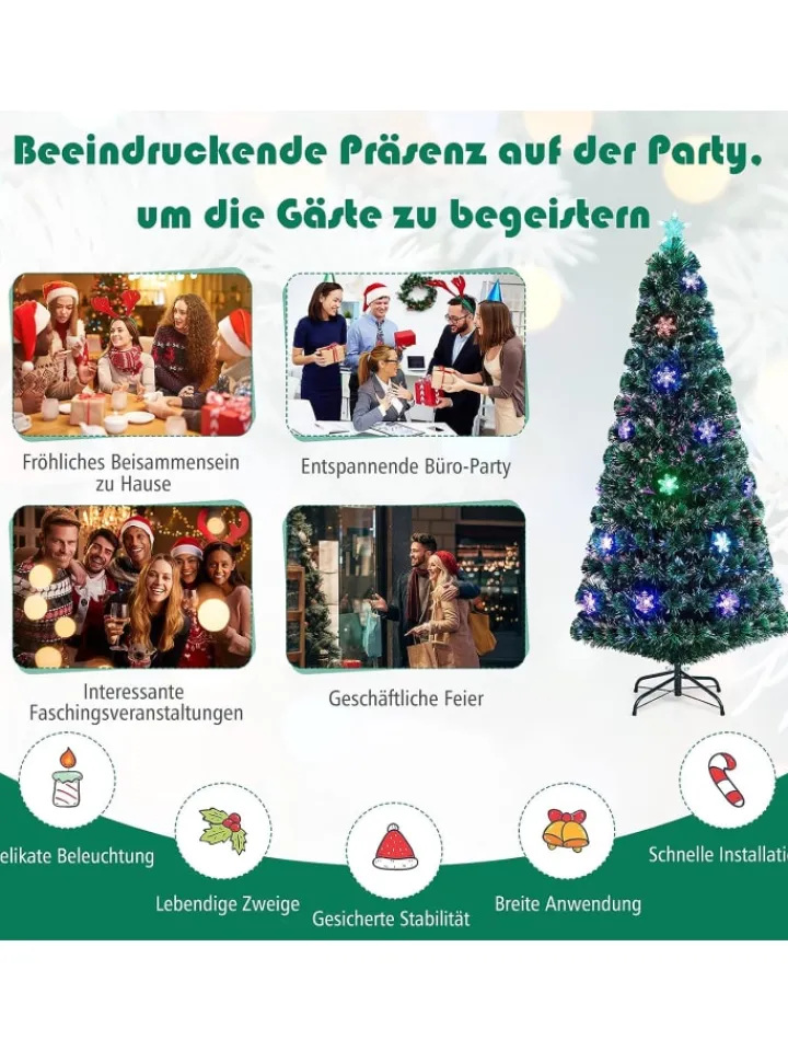 COSTWAY Künstliche Weihnachtsbäume<Künstlicher Weihnachtsbaum LED in Grün