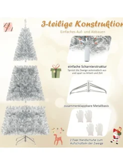 COSTWAY Künstliche Weihnachtsbäume<Künstlicher Weihnachtsbaum LED in Silber