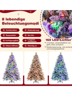 COSTWAY Künstliche Weihnachtsbäume<Künstlicher Weihnachtsbaum Beleuchtet in Grün