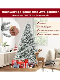 COSTWAY Künstliche Weihnachtsbäume<Künstlicher Weihnachtsbaum Beleuchtet in Grün