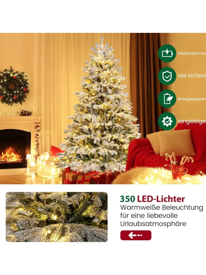 COSTWAY Künstliche Weihnachtsbäume<Künstlicher Weihnachtsbaum Beleuchtet in Grün