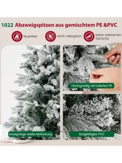 COSTWAY Künstliche Weihnachtsbäume<Künstlicher Weihnachtsbaum Beleuchtet in Grün