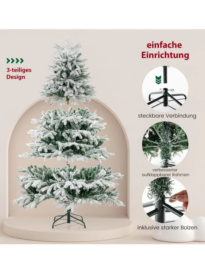 COSTWAY Künstliche Weihnachtsbäume<Künstlicher Weihnachtsbaum Beleuchtet in Grün