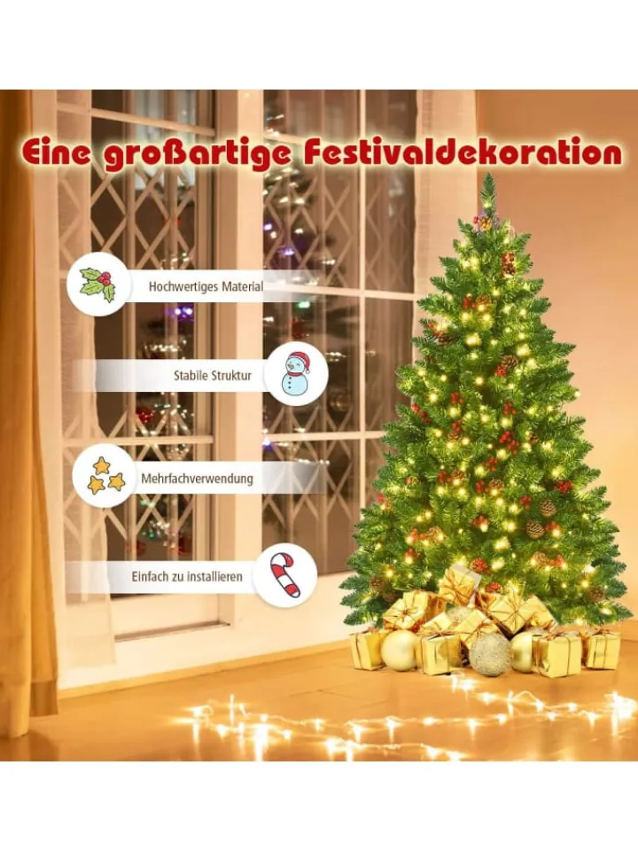 COSTWAY Künstliche Weihnachtsbäume<Künstlicher Weihnachtsbaum LED in Grün