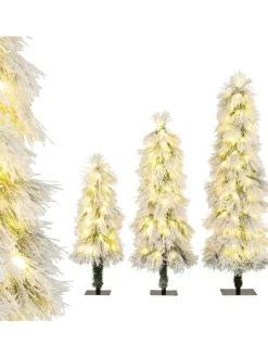 COSTWAY Künstliche Weihnachtsbäume<Künstlicher Weihnachtsbaum 3er Set in Weiß