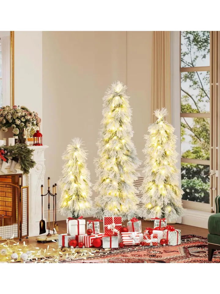 COSTWAY Künstliche Weihnachtsbäume<Künstlicher Weihnachtsbaum 3er Set in Weiß