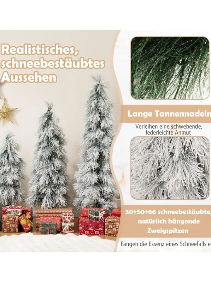 COSTWAY Künstliche Weihnachtsbäume<Künstlicher Weihnachtsbaum 3er Set in Weiß