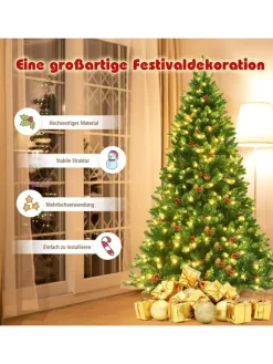 COSTWAY Künstliche Weihnachtsbäume<Künstlicher Weihnachtsbaum LED in Grün