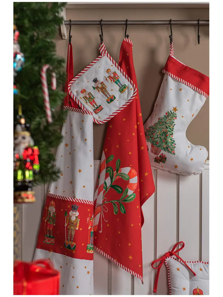 Clayre & Eef Küchentextilien<Kochschürze in Weiß/ Rot - (L)85 x (B)70 cm