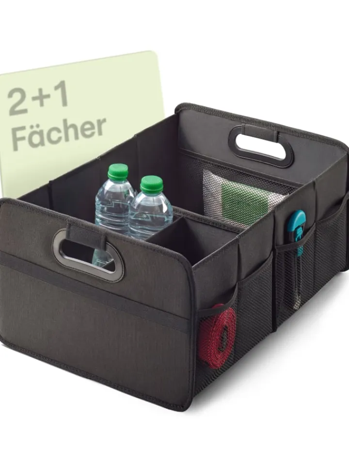 Praknu Weitere Haushaltshelfer<Kofferraum Organizer Faltbar – 3 Fächer mit 5 Taschen – Rutschfest
