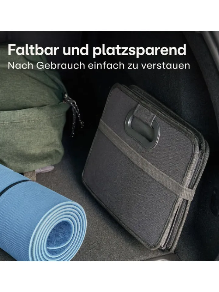 Praknu Weitere Haushaltshelfer<Kofferraum Organizer Faltbar – 3 Fächer mit 5 Taschen – Rutschfest
