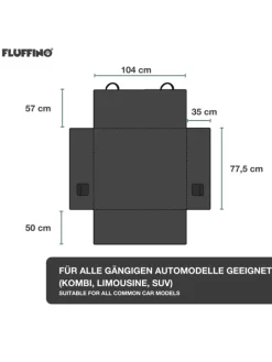 FLUFFINO Hunde<Kofferraumschutz für Hund inkl. Seiten- & Ladekantenschutz dunkelgrau
