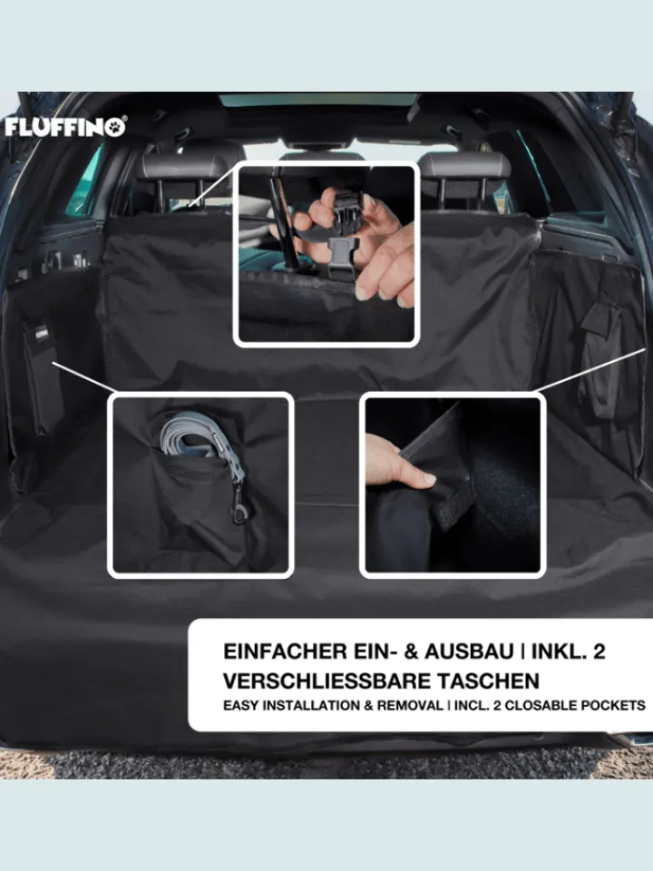FLUFFINO Hunde<Kofferraumschutz für Hund inkl. Seiten- & Ladekantenschutz dunkelgrau