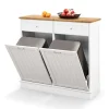 COSTWAY Regale & Schränke<Kommode für 2x40L Mülleimer in Weiß