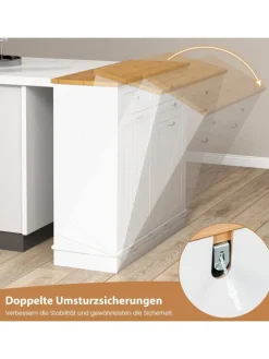 COSTWAY Regale & Schränke<Kommode für 2x40L Mülleimer in Weiß