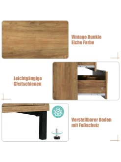 ABRIHOME Regale & Schränke<Kommode in Dunkleiche mit 6 Schubladen, 120x40x76 cm