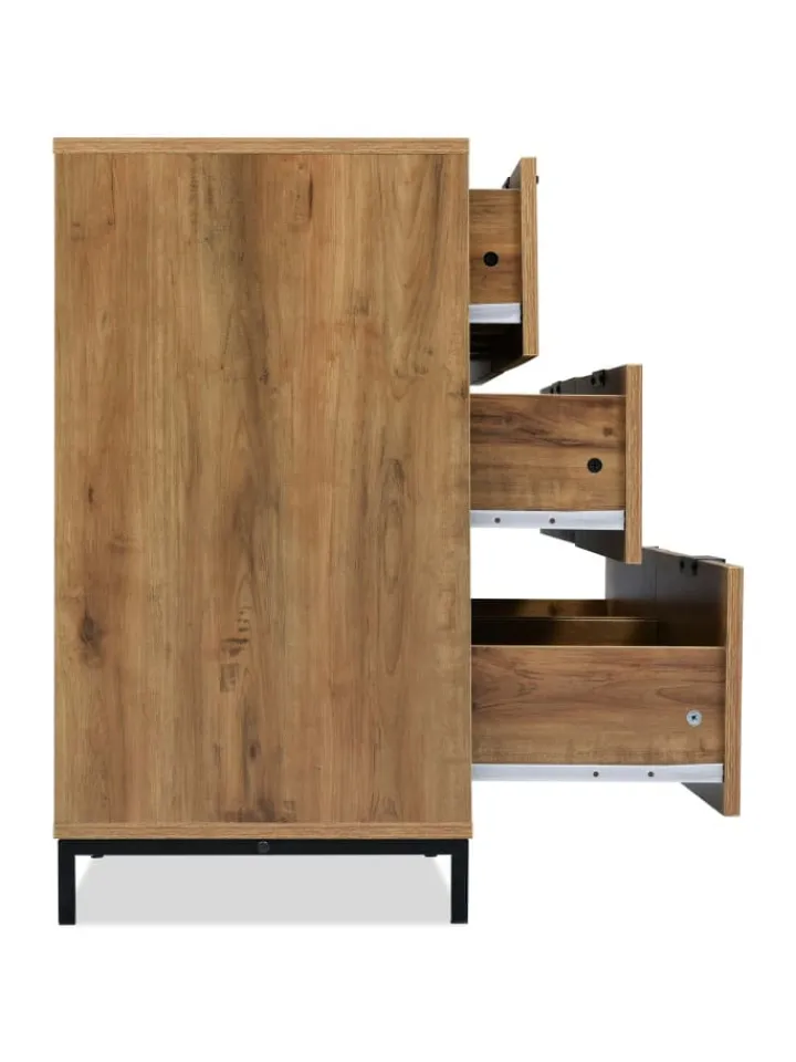 ABRIHOME Regale & Schränke<Kommode in Dunkleiche mit 6 Schubladen, 120x40x76 cm