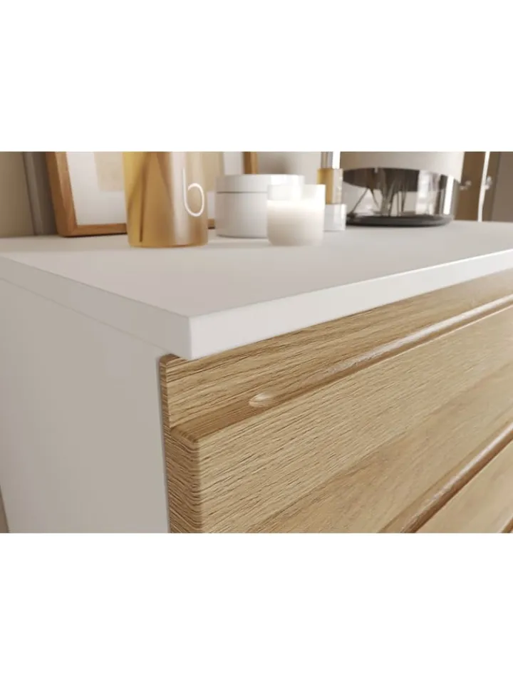 KADIMA DESIGN Badmöbel<Kommode mit Schubladen, 60x34x97 cm, Badezimmerschrank, Weiß/Braun