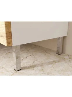 KADIMA DESIGN Badmöbel<Kommode mit Schubladen, 60x34x97 cm, Badezimmerschrank, Weiß/Braun