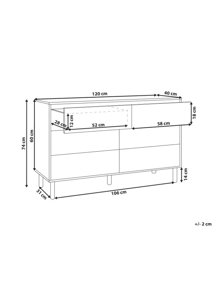 Beliani Regale & Schränke<Kommode SHARPE in Braun - (W) 120 x (H) 74 x (L) 40 cm
