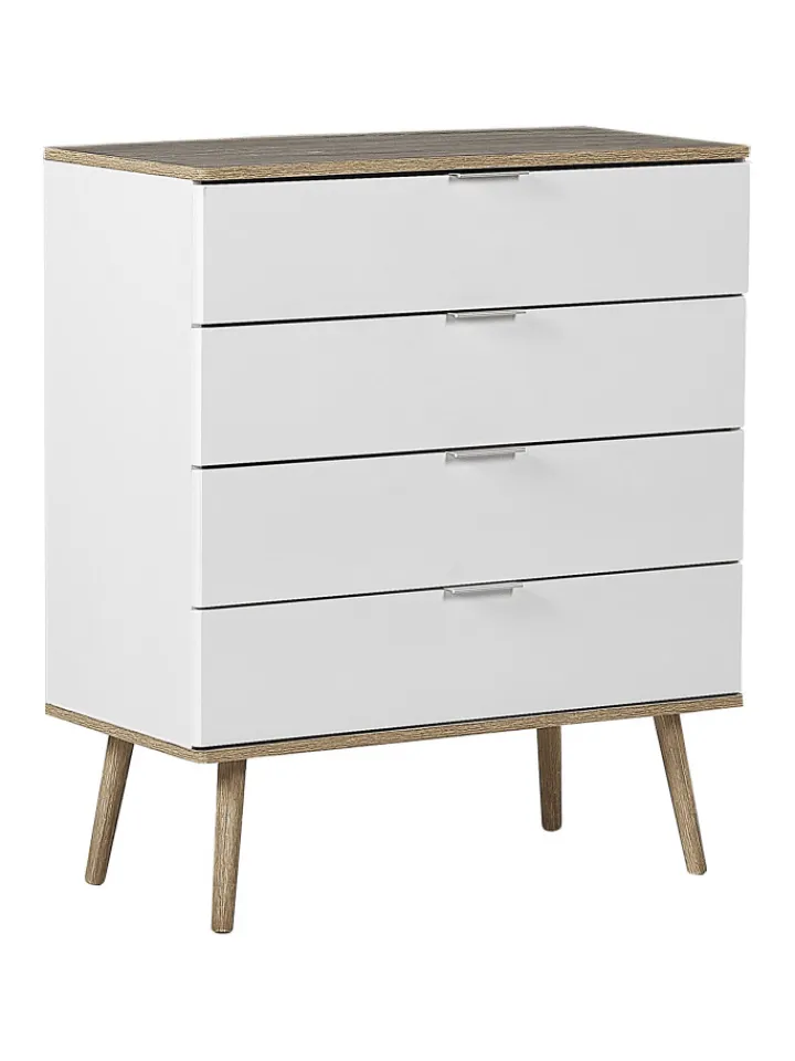 Beliani Regale & Schränke<Kommode WALPI in Weiß/Braun - (W) 79 x (H) 93 x (L) 40 cm